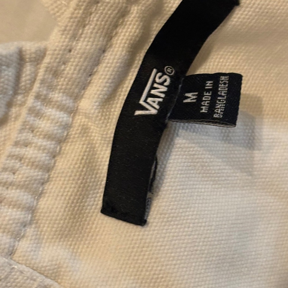 Vans Ground Work Shortalls Off White Cotton Canvas Overalls VN000G8WFS8 M - Picture 3 of 8